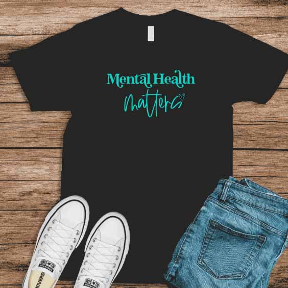 Mental Health Matters t-shirt in black available at wonderful designs by morgan