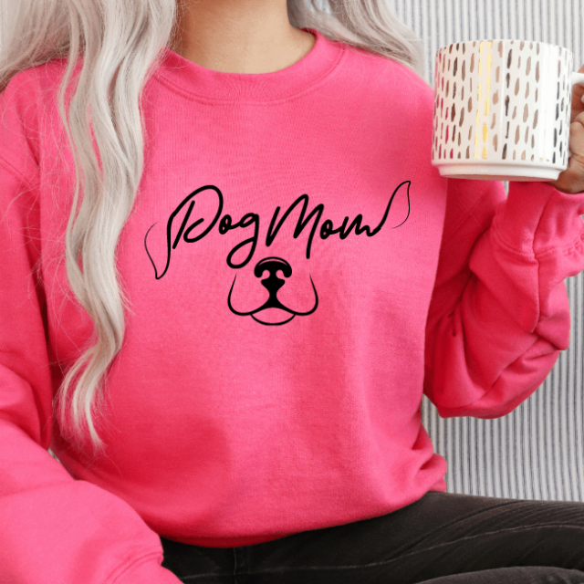 hot pink dog mom sweatshirt at wonderful designs by morgan