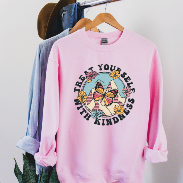 treat yourself with kindness crewneck wonderful designs by morgan