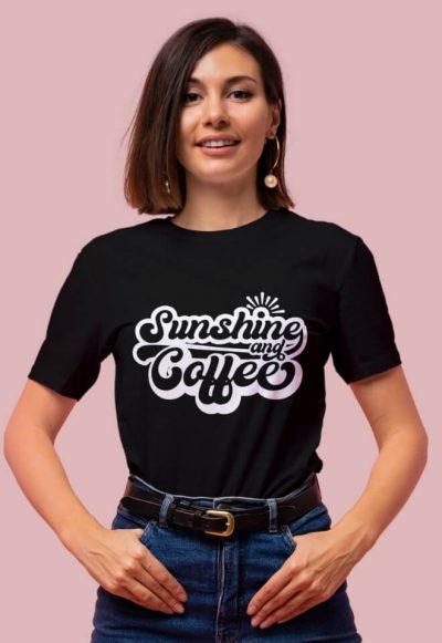 Sunshine & Coffee Black Shirt - Wonderful Designs by Morgan