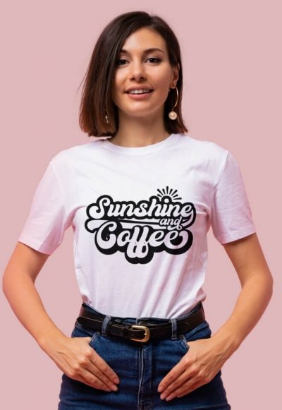 Sunshine & Coffee White Shirt - Wonderful Designs by Morgan